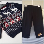 Красивий светрик з зимовою тематикою+ штанці на 3-4 рочки