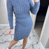 Теплое вязаное платье разные цвета новинки сезона