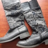сапоги кожаные деми размер 37 стелька 24см