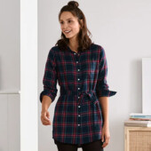♕ Стильна довга, жіноча блуза в клітинку з бавовняної фланелі, розмір наш 50-52(44 євро)