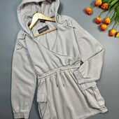 Спортивна сукня толстовка з капюшоном приталене на запах