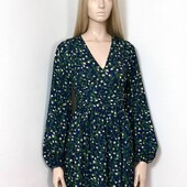 Сукня квіткова приталена темно синя