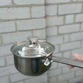 Ковш со стеклянной крышкой в комплекте 1,13 л( нержавеющая сталь)