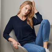 ♕ Стильна сорочка з рукавом 3/4, темно-синя ​​від Tchibo (Німеччина), розмір наш 44-46(36/38 євро)