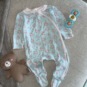 Чоловічок для дівчинки в квітковий принт mini club, ніжно-блакитний 3-6м