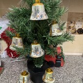 Вінтажний повний набір із 6 різдвяних прикрас Currier & Ives у формі дзвіночків