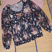 Блуза женская цветочный принт длинный рукав L-XL
