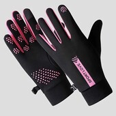 Універсальні теплі рукавички Sportlove — сенсорні, з протиковзними вставками сіро-рожеві