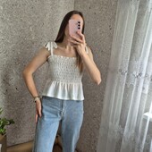 Білосніжний, жатий топ - резинка ❤️Новий