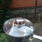 Ковш со стеклянной крышкой в комплекте 1,13 л( нержавеющая сталь)