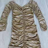 блестящее платье цвет золотистый размер S M