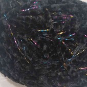 пряжа плюш велюр+ металлизированная нить цвет черный 