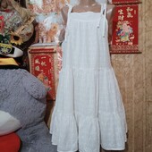 ❤️Брендовая натуральная белоснежная выбитая вышетая туника клёш новая❤️Индия.Пог.114см.Бавонна100%