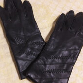 Теплі рукавички з м'якого шкірозамінника на вузьку долоньку