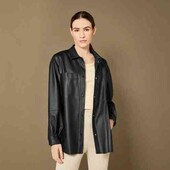 Стильная куртка  рубашка кож зам на микрофлисе  на кнопках Esmara М 