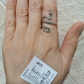 Стильна срібна каблучка змія