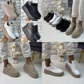 36-41 рр зимові кросівки на високій підошві натуральна замша/шкіра білі, чорні, бежеві