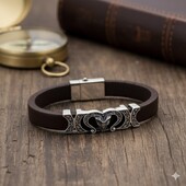 Стильний чоловічий шкіряний браслет 22см