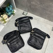 Чоловіча сумка натуральна шкіра чорна на плече