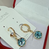Шикарные серьги-висюльки с кристаллами Swarovski. Позолота 585 пробы.