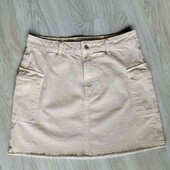 Primark брендовая стильная джинсовая юбка /карго цвет бежевый размер евро 38/40