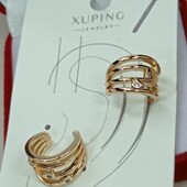 Очаровательные каффы с сердечками и фианитами. Позолота 585 пробы 18К.