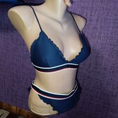 Купальник фактурний темно-синій H&M р. 38/6