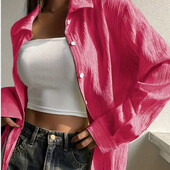 Стильна малинова сорочка оверсайз жатка, S