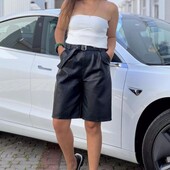 Жіночі шкіряні шорти бермуди (кожаные шорты)