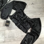 Розпродаж магазину! Крута блуза атласна валани ззаду замок