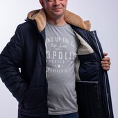 Чоловіча куртка на хутрі 50 52 54 56 58 60 зимова батал великі розміри чорний темно синій