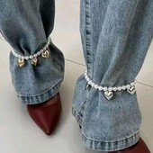Набір дві шт, браслет анклет, намисто з серцями, на ногу, під джинси, брюки, тренд
