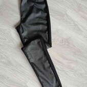 Esmara брендовые стильные штаны/леггинсы эко-кожа/трикотаж размер евро 38/ 40