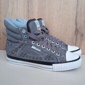 Утеплені кеди, жіночі хайтопи, демі кросівки сірі з білим, весна осінь, р. 37.5