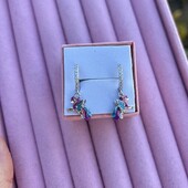 Срібні дитячі сережки єдиноріг з фіанітами 925