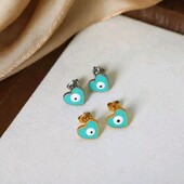 Сережки цвяшки серце, серця з оком, око, оберіг, медсталь, емаль