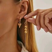 Сережки довгі асиметричні з китицями, серце, серця, кульки