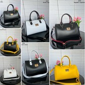 Сумка бочка жовта чорна біла еко шкіра довгі і короткі ручки