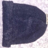 стильная шапка под альпаку, темносиняя