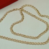 Очаровательная цепочка 45 см, плетение узелками. Позолота 585 пробы 18К.