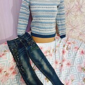 Світерок полушерсть. +джинси на флісі.стан ідеальний