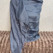 Сірий палантін з китицями, 73*200 см