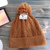 Дитяча в’язана шапка з помпоном на флісі kiabi (франція)