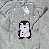 Sinsay брендовый новый вязаный свитерок/туничка на 7/8 лет рост 128 см