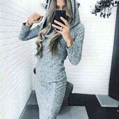 Стильное платье с капюшоном и змкйкой Ангор софт