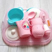 Дитяча іграшка набір іграшкового посуду з підйомом на 2 персони 19 елементів у сіточці