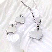 Набір прикрас, комплект, серце, серця, циркон, медсталь