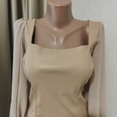 Комбинированный топ- блуза, кожзам с шифоном от Femme Luxe