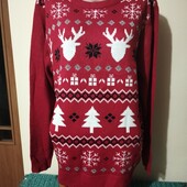 Жіноча кофта в новорічний принт, сток без бірки, без нюансів, великий розмір..
