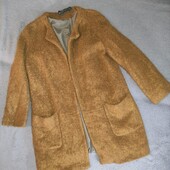 Zara, S, буклє пальто на кнопках, 50%мохер